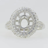 Sterling Silver Semi Mount Ring Setting Oval OV 8X6mm White Topaz - Syzjewelry